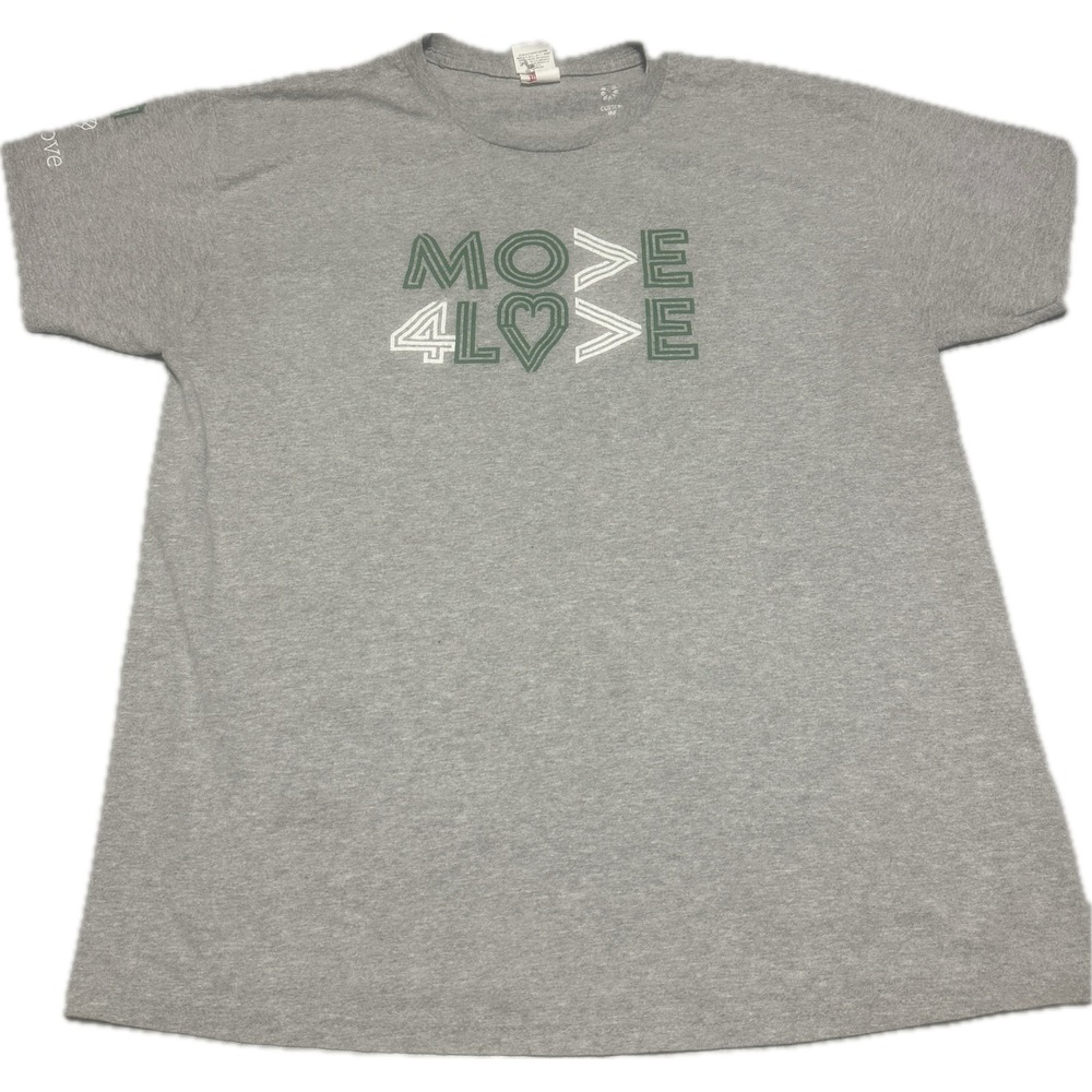 Hanes Mens L Move 4 Love Graphic Tee Gray One Love Foundation T-Shirt Active